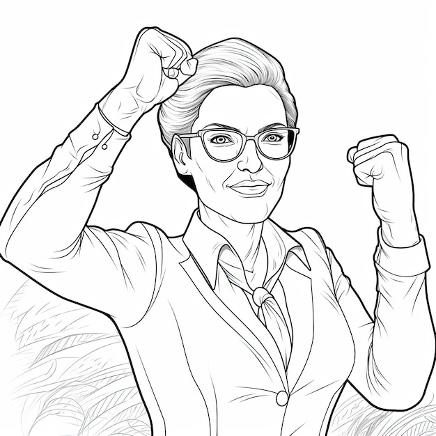 a drawing of a woman with glasses and a shirt that says " she is wearing glasses "