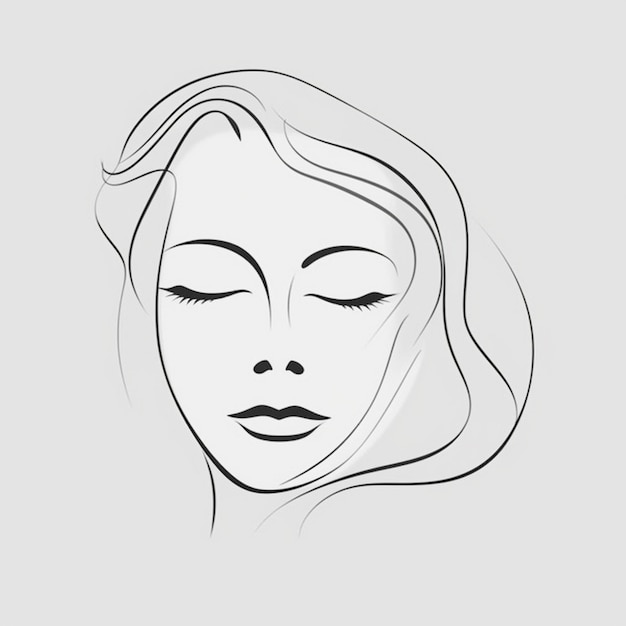 a drawing of a woman with her eyes closed.