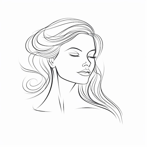 Photo a drawing of a woman with long hair and a face generative ai