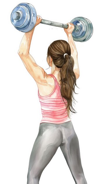 Photo a drawing of a woman with a pink tank top that says  she is throwing a ball