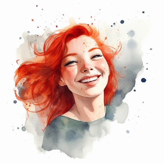 a drawing of a woman with red hair and a red hair.