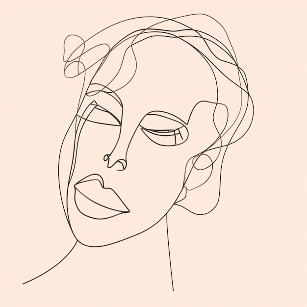 Photo a drawing of a woman with a single line of hair.