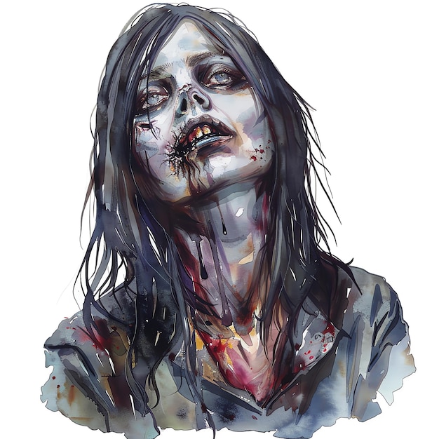 顔に頭蓋骨を描いた女性の絵