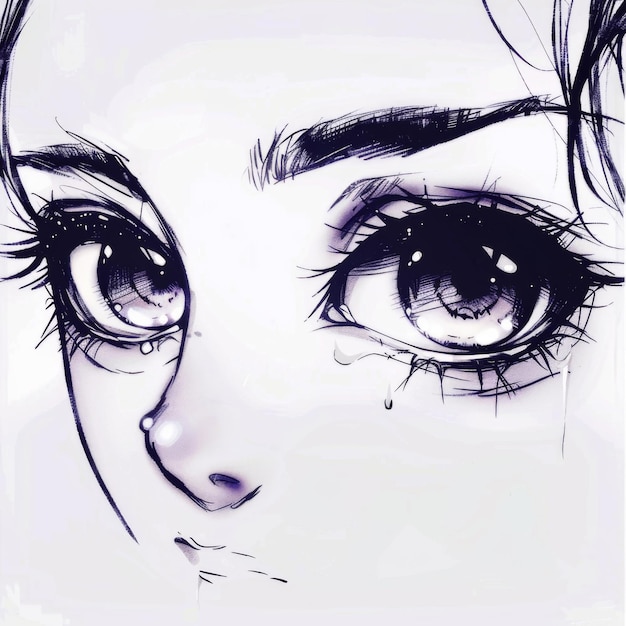 眼にを流した女性の絵