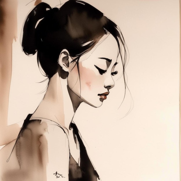 목에 타이를 은 여자의 그림