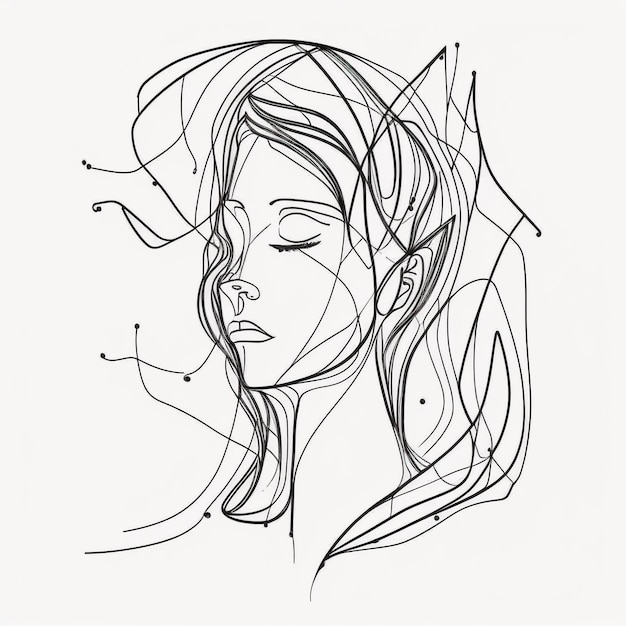 A drawing of a woman with the word " sleep " on it.