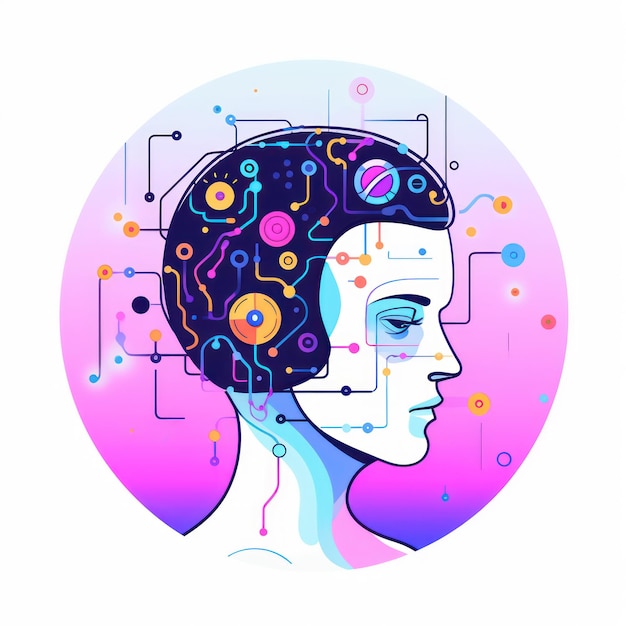 A drawing of a woman with the words " brain " on it.