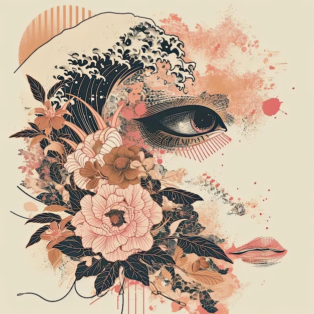 꽃 이 있는 여자 의 얼굴 의 그림