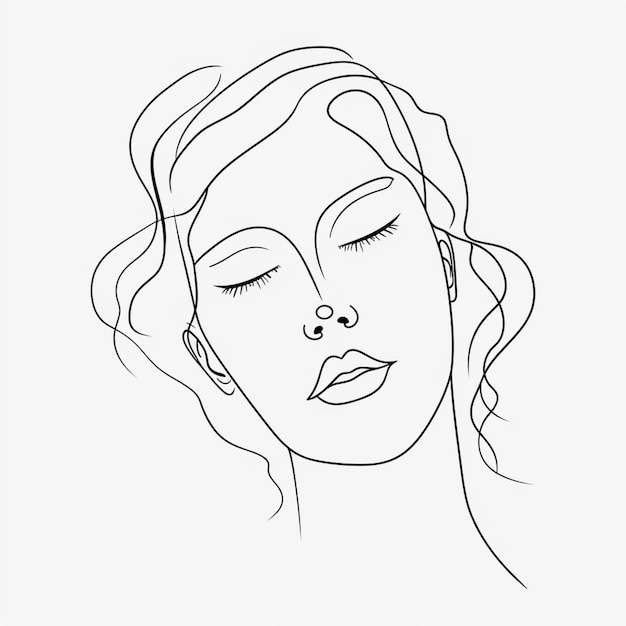 Photo a drawing of a womans face with her eyes closed generative ai