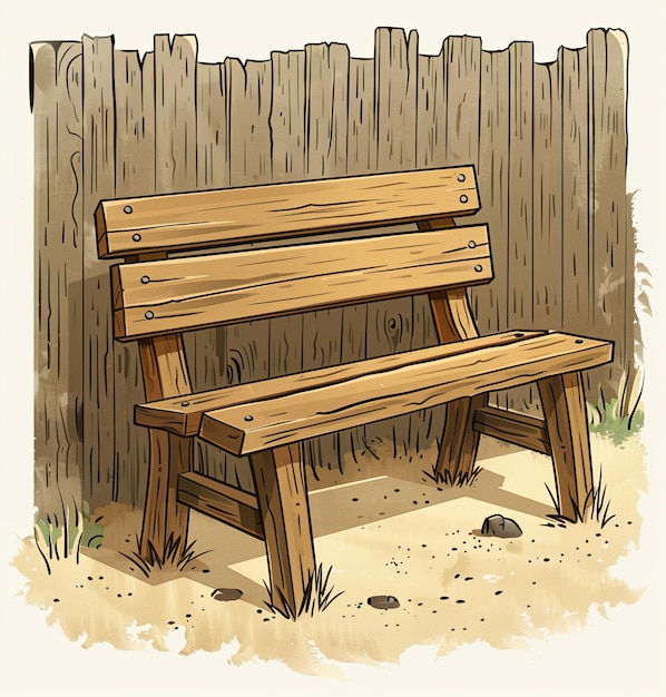 Photo a drawing of a wooden bench that says  the bench