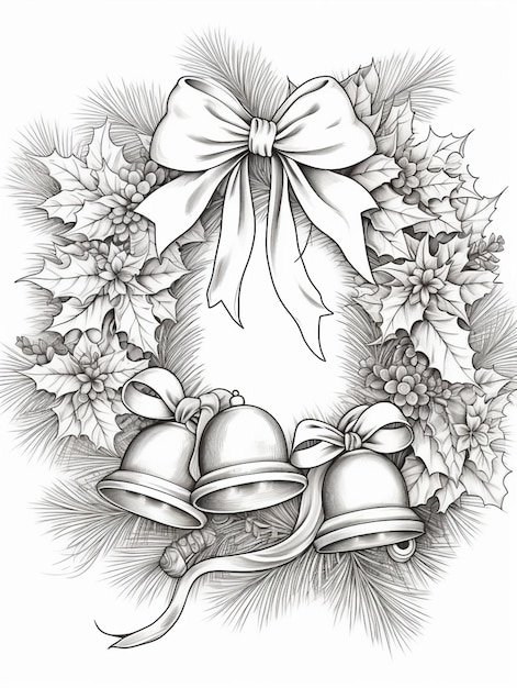 Foto un disegno di una corona con campane e foglie di aceto generativo ai