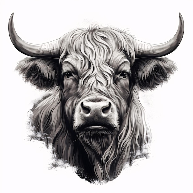 a drawing of a yak