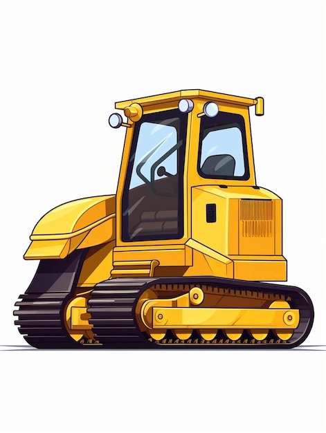 Photo a drawing of a yellow bulldozer with a black bumper