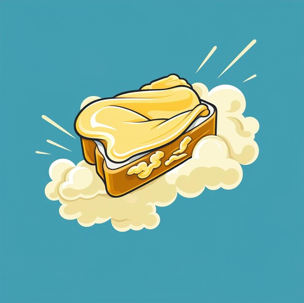 Photo a drawing of a yellow sandwich with a yellow piece of butter on it