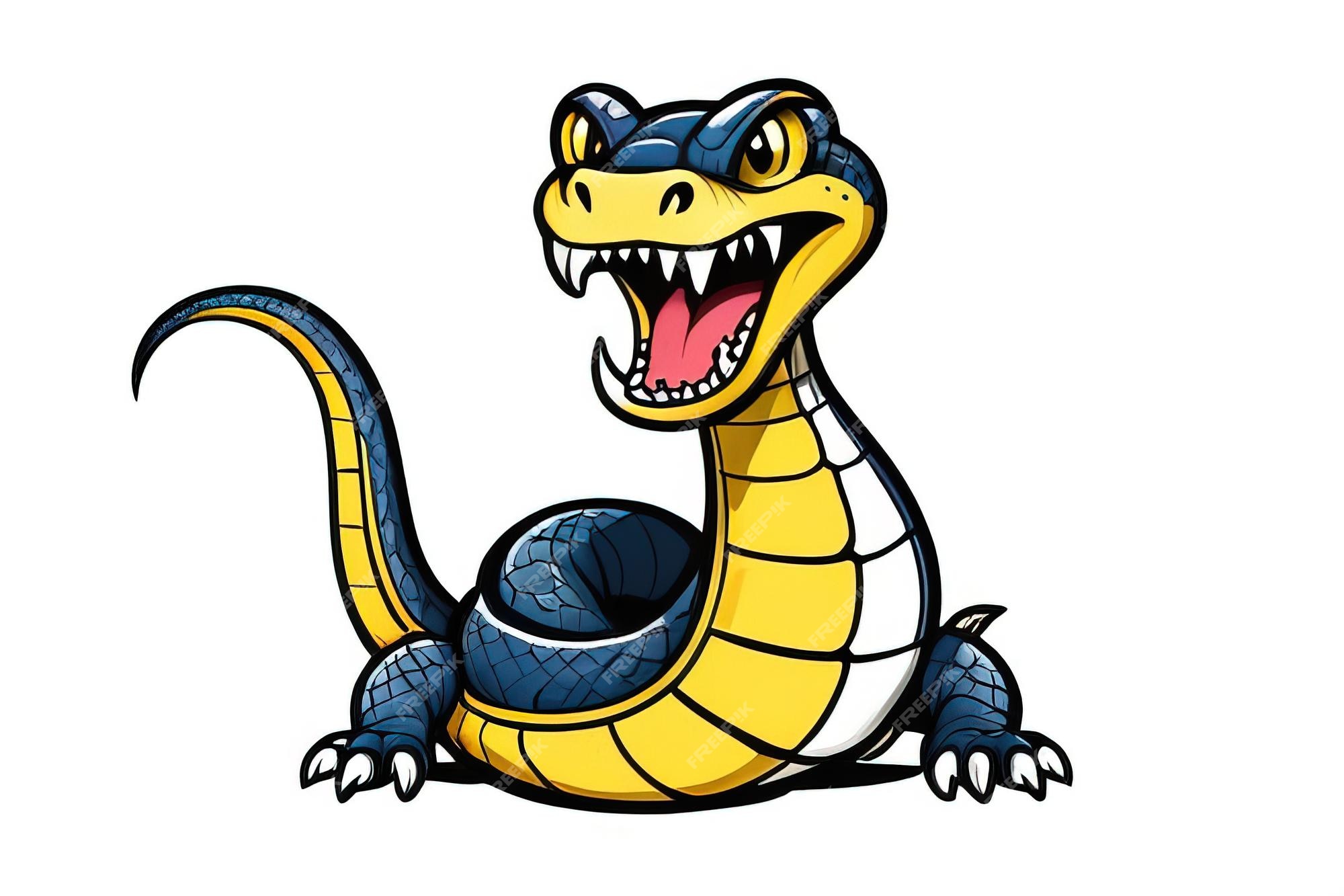 Premium Photo | A drawing of a yellow snake with its mouth open