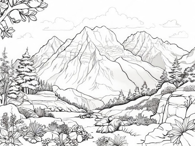 Drawings of a Mountain Black and White