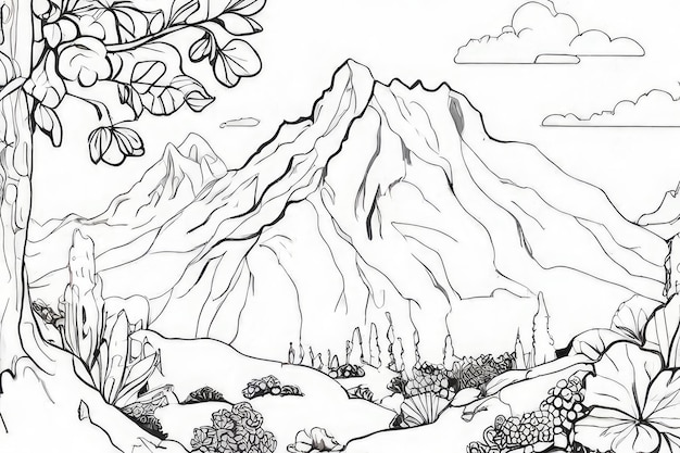 Drawings of a Mountain Black and White