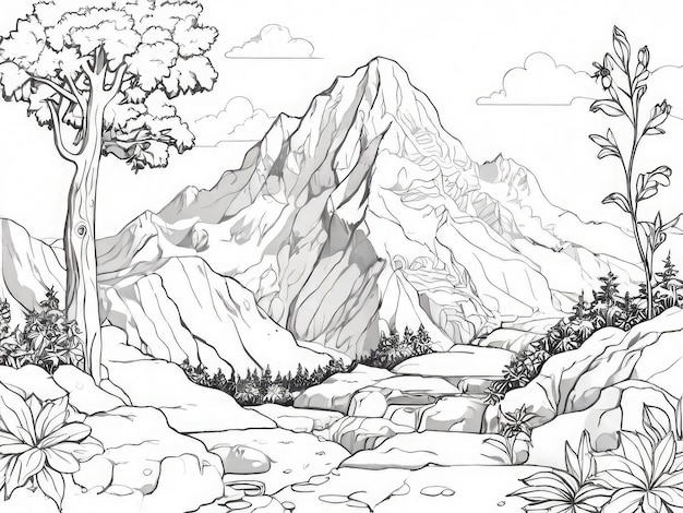 Drawings of a Mountain Black and White