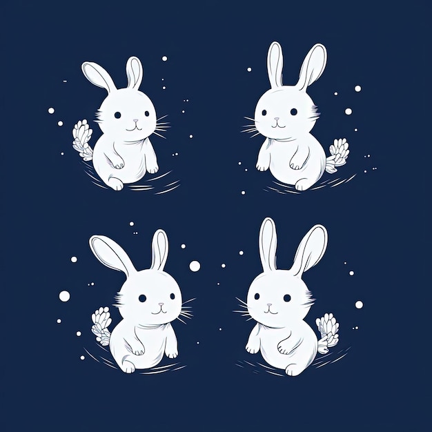 遊び心のあるアニメーション風のウサギの絵