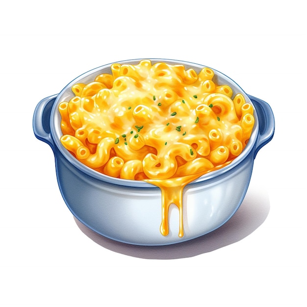 Photo a drawling of a bowl of macaroni and cheese