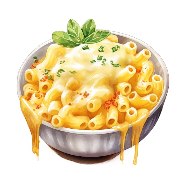 Photo a drawling of a bowl of macaroni and cheese