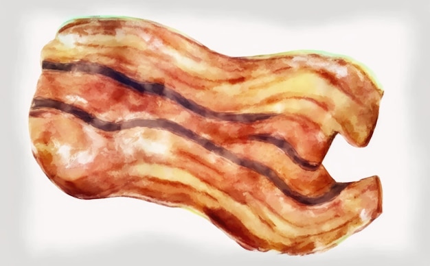 drawn bacon on a white background watercolor breakfast food illustrations ai generated
