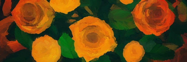 Drawn bright orange roses on texture paper