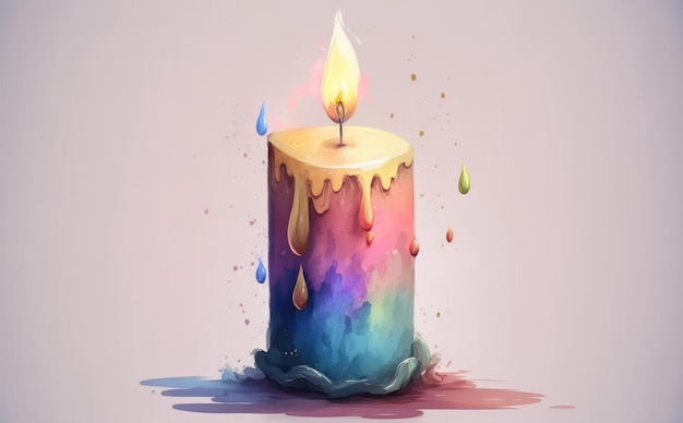 A drawn candle watercolor illustrations ai generated