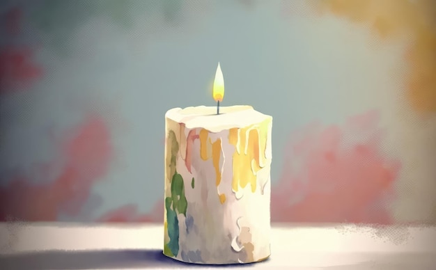 Нарисованная свеча акварельными иллюстрациями, созданными ai