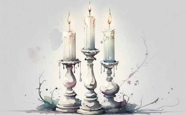 A drawn candle watercolor illustrations ai generated