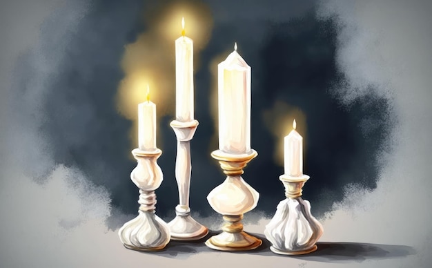 A drawn candle watercolor illustrations ai generated