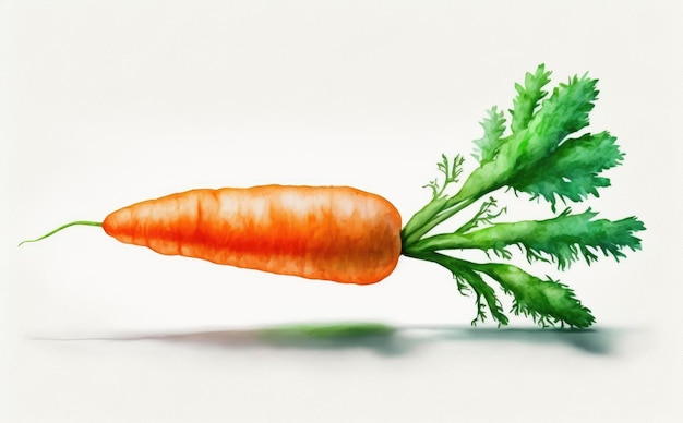 a drawn carrot on white background watercolor green vegetable illustrations ai generated