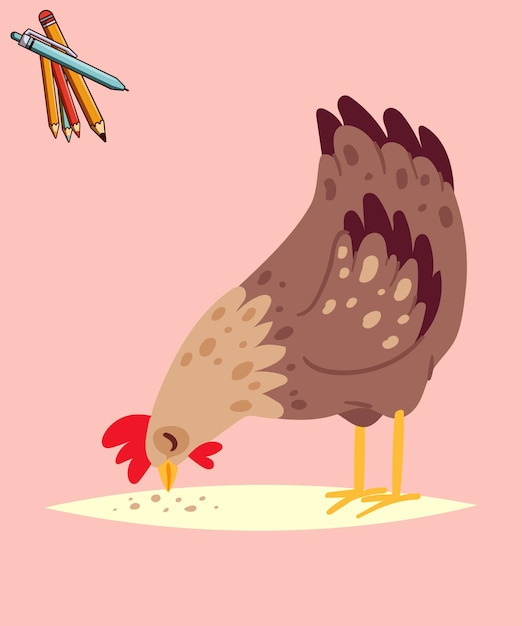 Photo and drawn cartoon chicken illustration photo