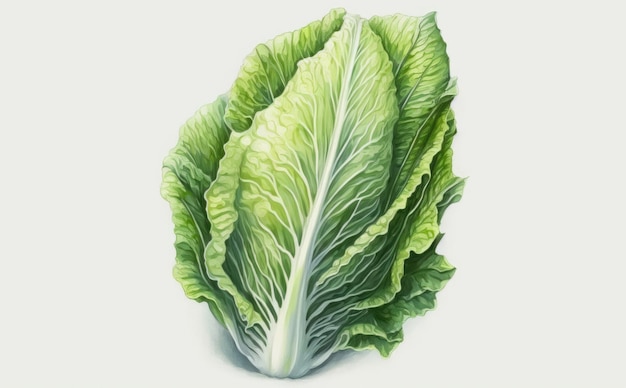 a drawn chinese cabbage on white background watercolor organic food illustrations ai generated