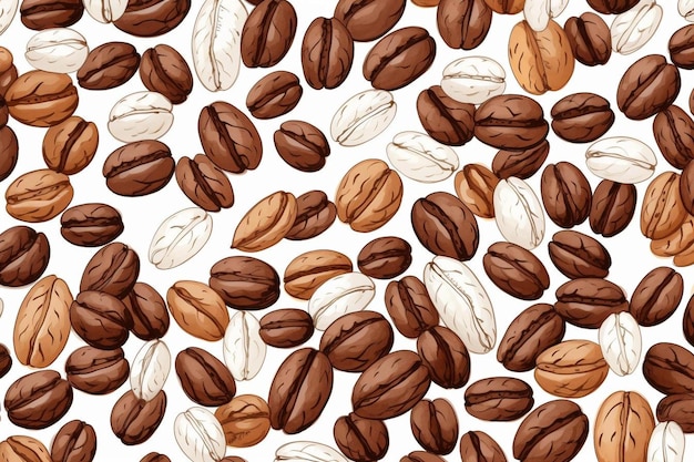 drawn coffee bean seamless pattern background p