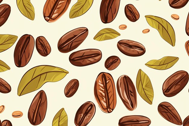 drawn coffee bean seamless pattern background