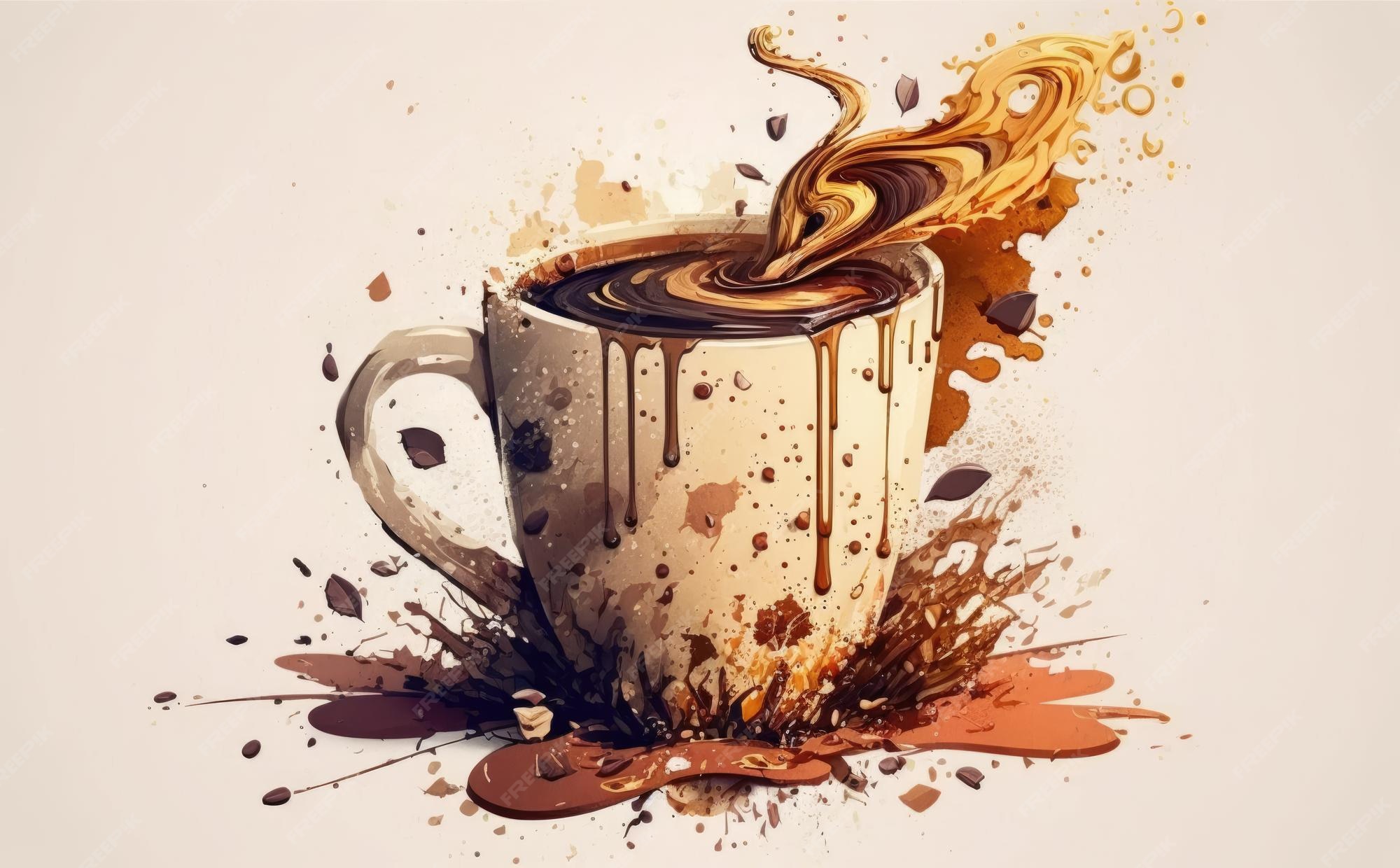 Premium Photo A drawn cup of coffee arabica watercolor cappuccino