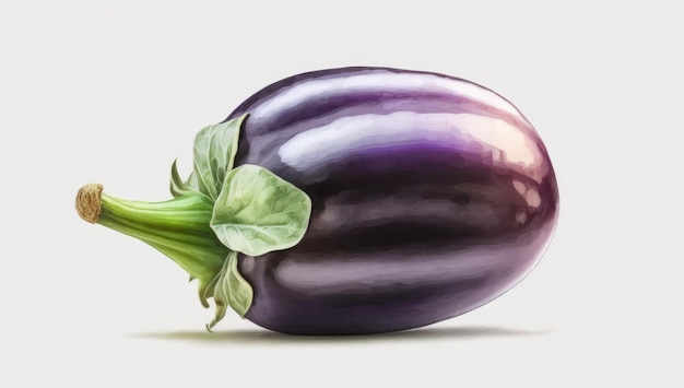 A drawn eggplant on white background watercolor vegetable organic food illustrations ai generated
