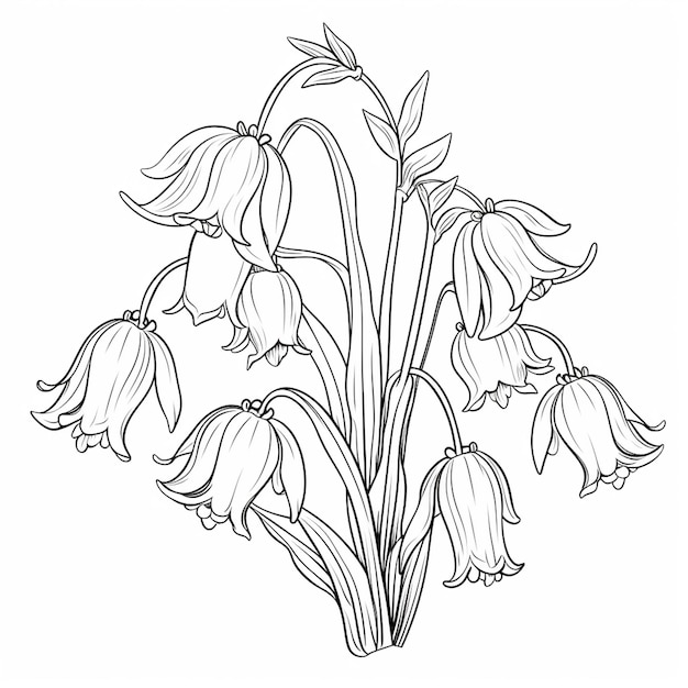 Drawn flowers children's coloring page pattern