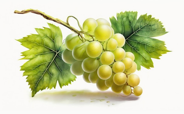 нарисованный виноград на белом фоне акварель органические продукты иллюстрации сгенерированы ai