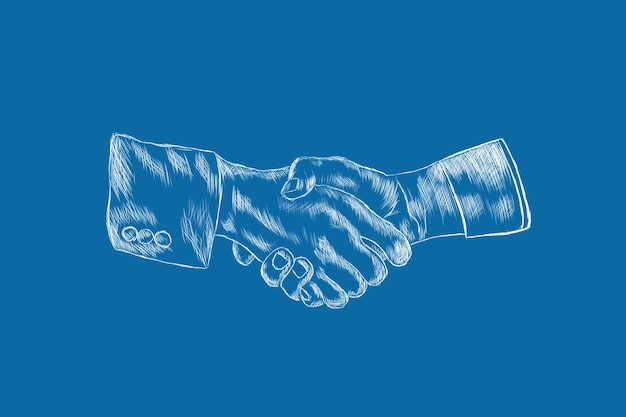 Нарисованное рукопожатие. концептуальное соглашение