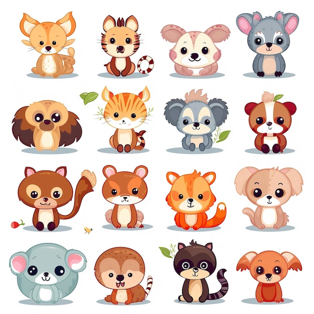 Drawn illustration cute doodle animals