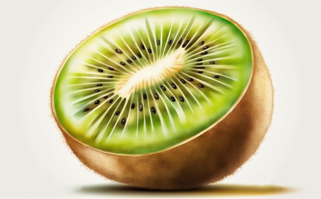 Foto un kiwi disegnato su sfondo bianco acquerello frutta tropicale illustrazioni di alimenti biologici ai generato