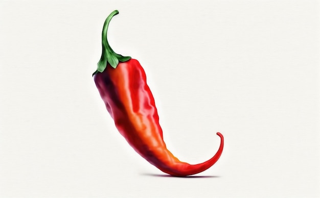 A drawn red chili pepper on white background watercolor organic illustrations ai generated