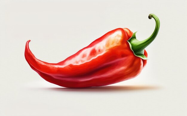 A drawn red chili pepper on white background watercolor organic illustrations ai generated