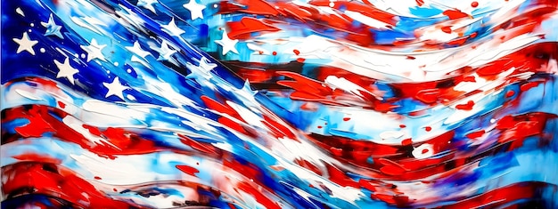 Drawn watercolor creative American flag made with Generative AI