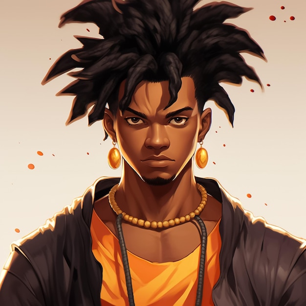 Premium AI Image  draws sangoku with black African features the