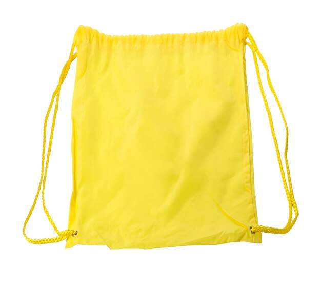 Drawstring pack template classic yellow isolated on white