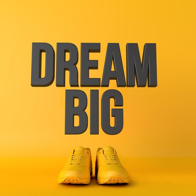 Dream big motivational workout fitness phrase d rendering