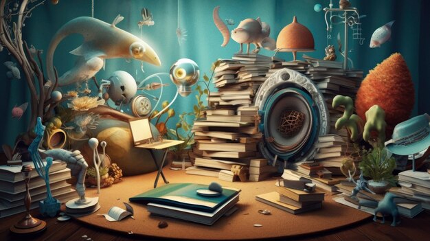 Dream books abstract concept ai artwork